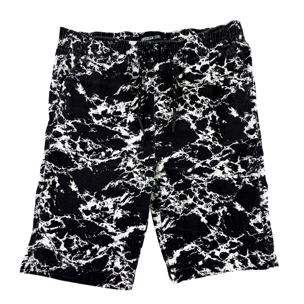 Sovereign State Shorts Youth Boys Size XL‎ Marble Drawstring Black White Skater